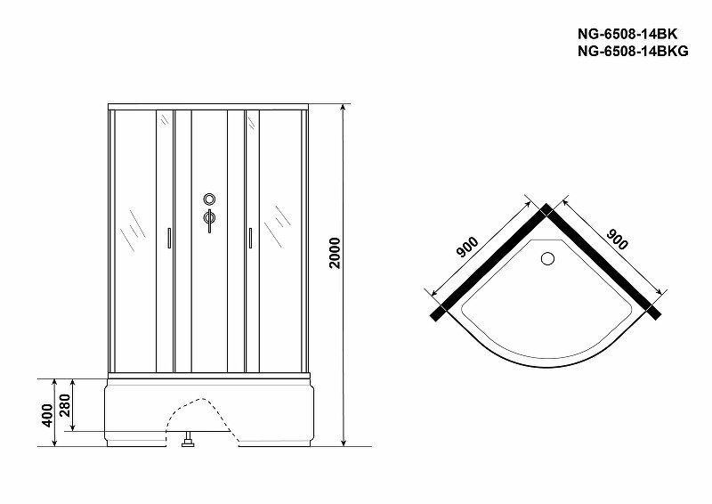 Душевая кабина Niagara Classic 90x90 NG-6508-14BKG