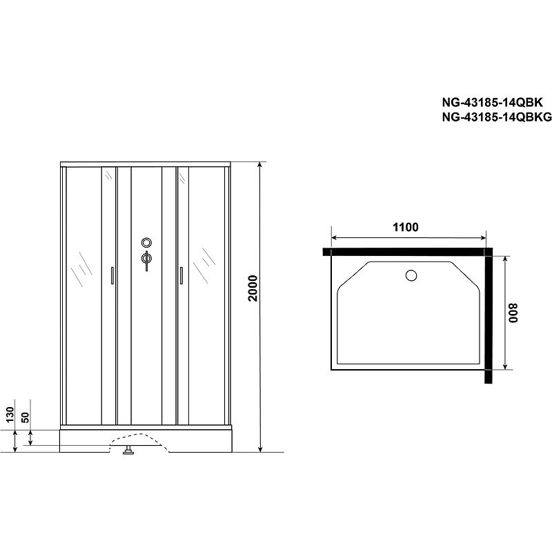 Душевая кабина Niagara Classic 110х80 NG-43185-14QBK
