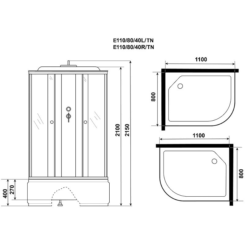 Душевая кабина Niagara Eco 110x80 L E110/80/40L/TN