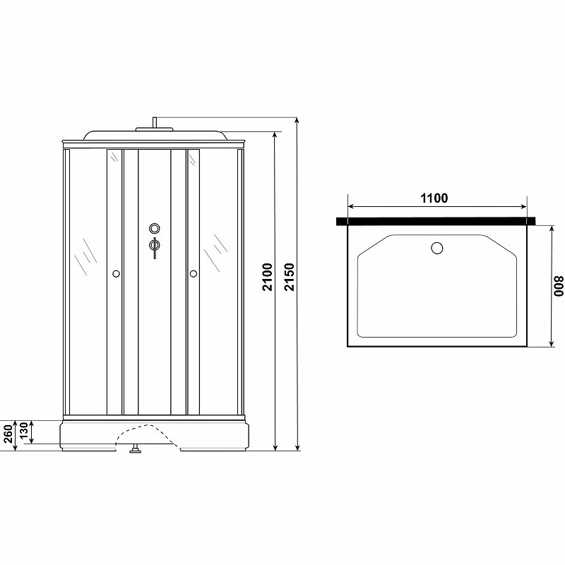 Душевая кабина Niagara Promo 110x80 P110/80/26Q/MT