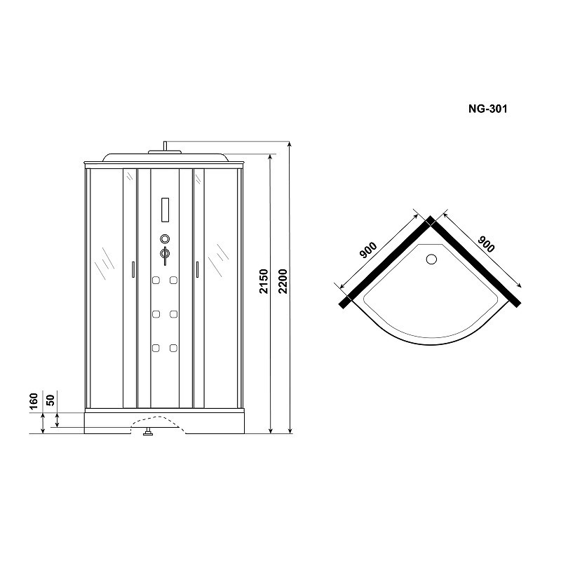 Душевая кабина Niagara Ultra 90x90 NG-301-01