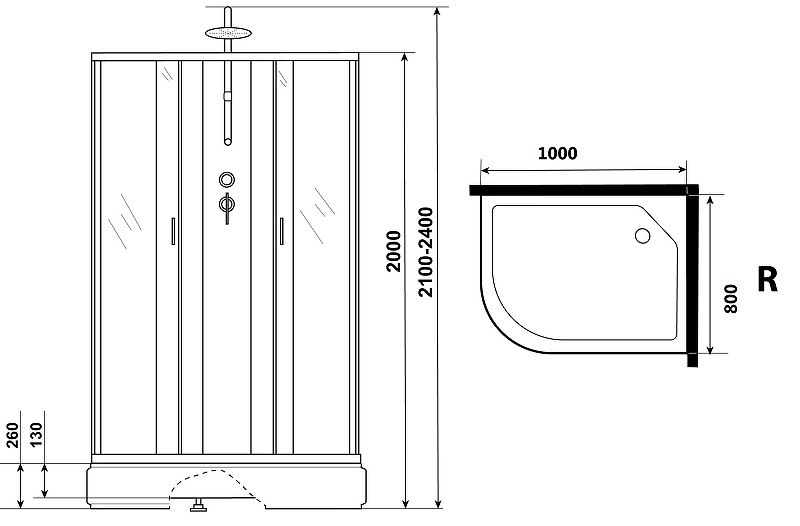 Душевая кабина Niagara Classic 100х80 R NG-33084-14RBKTG