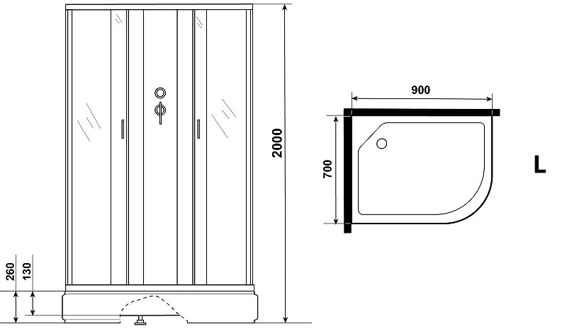 Душевая кабина Niagara Classic 90х70 L NG-33974-14LBKG