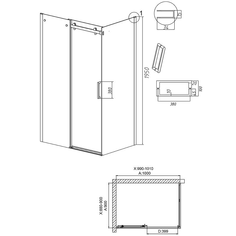 Душевой уголок Grossman Classic 100х90 120.K33.04.1090.21.00