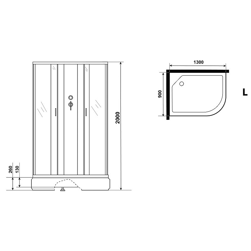 Душевая кабина Niagara Classic 130х90 L NG-33394-14LBKG