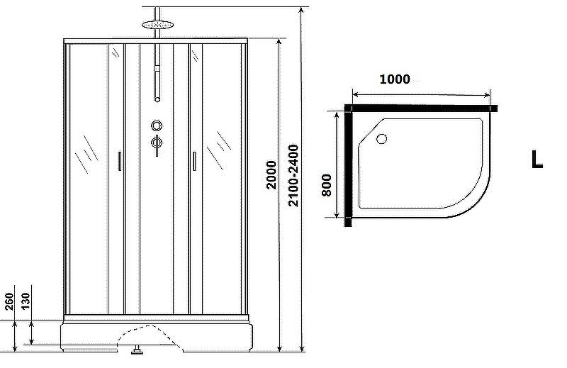 Душевая кабина Niagara Classic 100х80 L NG-33084-14LBKTG