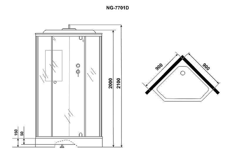 Душевая кабина Niagara Luxe 90x90 NG-7701DM
