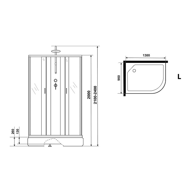 Душевая кабина Niagara Classic 130х90 L NG-33394-14LBKTG