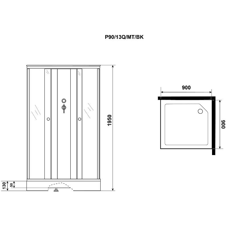 Душевая кабина Niagara Promo 90x90 P90/13Q/MT/BK