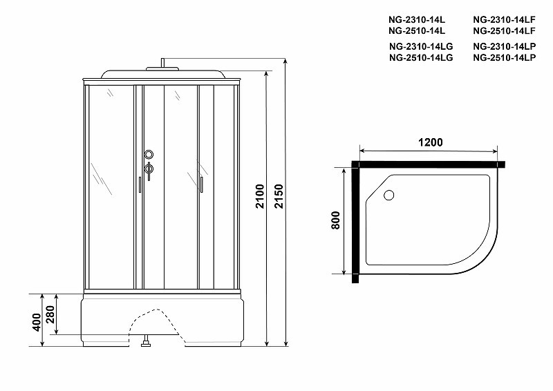 Душевая кабина Niagara Classic 120x80 L NG-2310-14LF