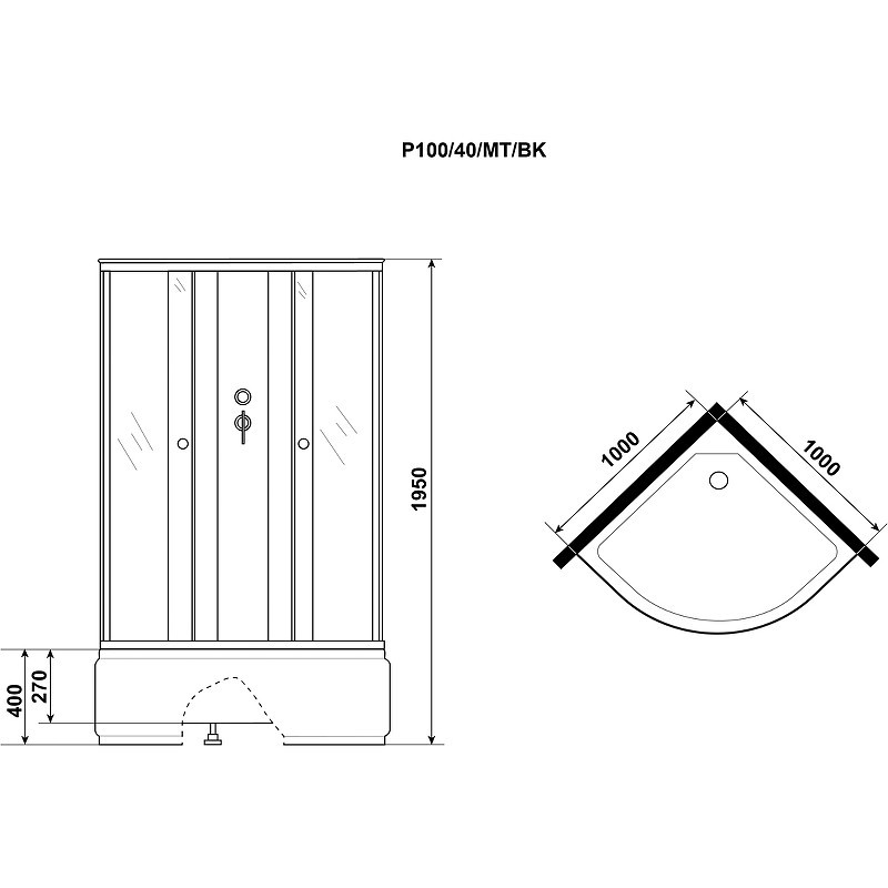 Душевая кабина Niagara Promo 100x100 P100/40/MT/BK