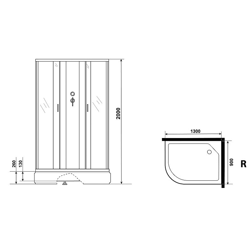 Душевая кабина Niagara Classic 130х90 R NG-33394-14RBK