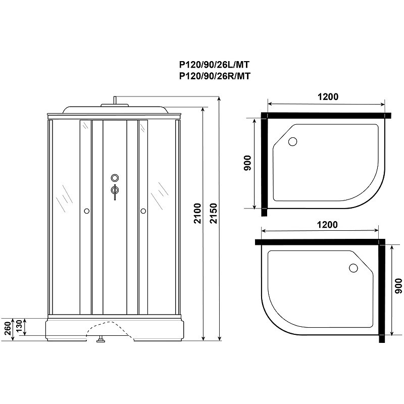 Душевая кабина Niagara Promo 120x90 L P120/90/26L/MT