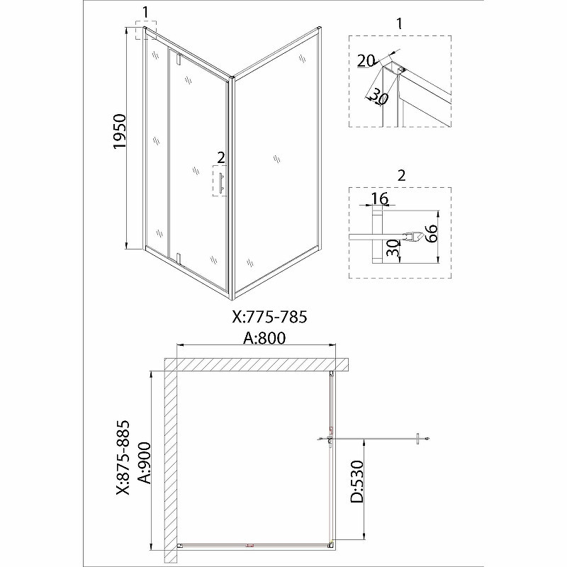 Душевой уголок Niagara Nova 90х80 NG-83-9AB-A80B