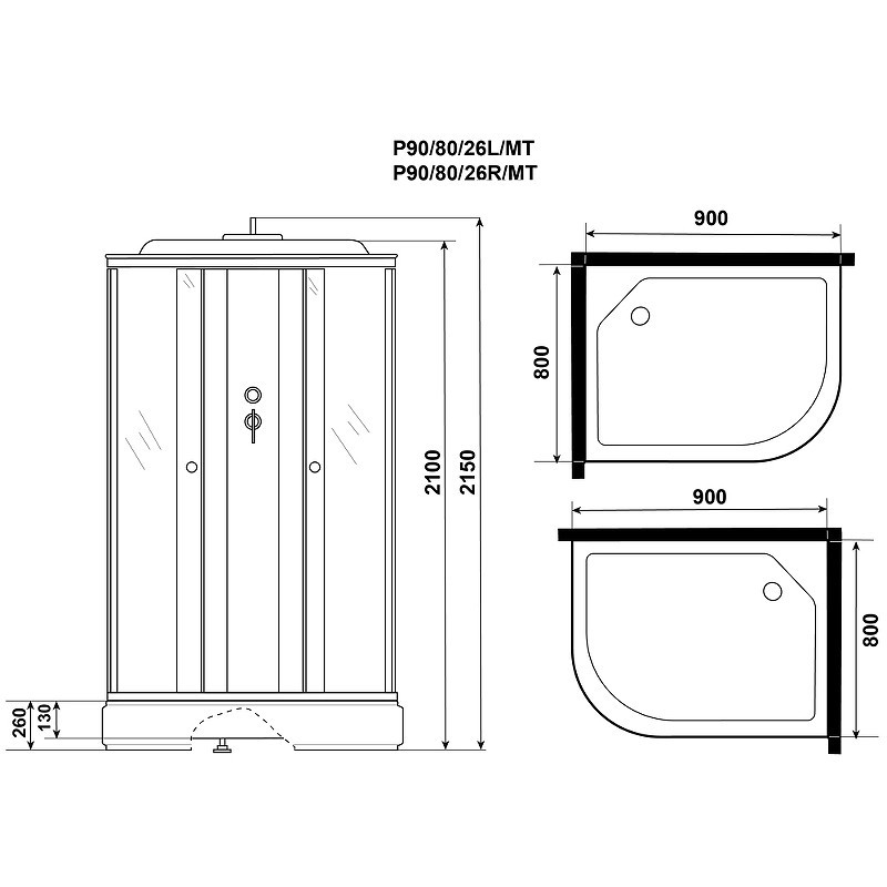 Душевая кабина Niagara Promo 90x80 L P90/80/26L/MT