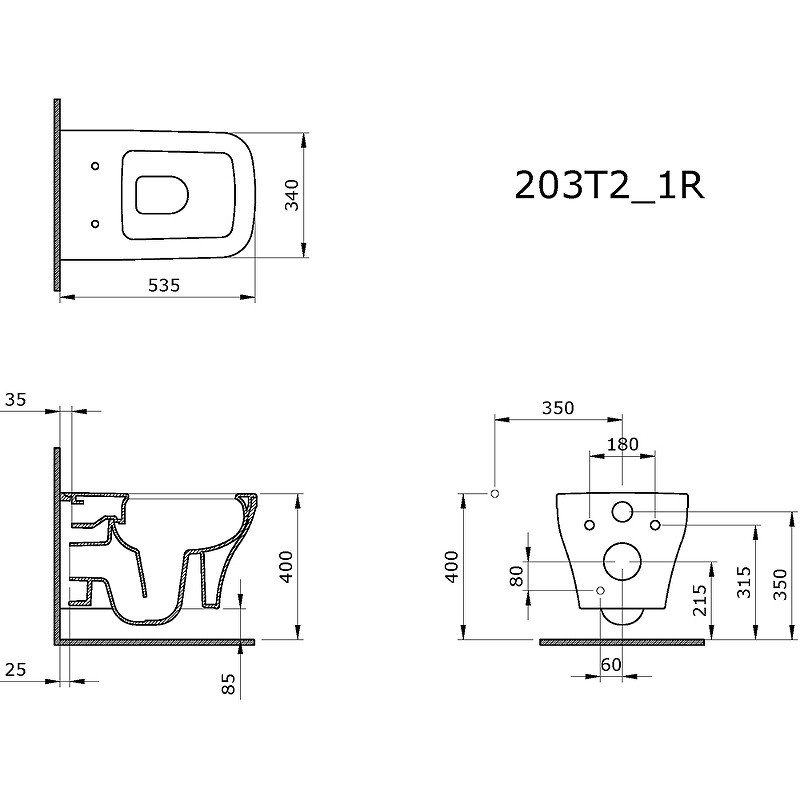 Унитаз Ambassador Benefit 203T20001R подвесной