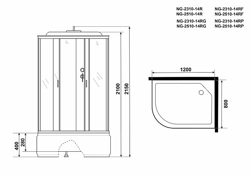 Душевая кабина Niagara Classic 120x80 R NG-2510-14RP