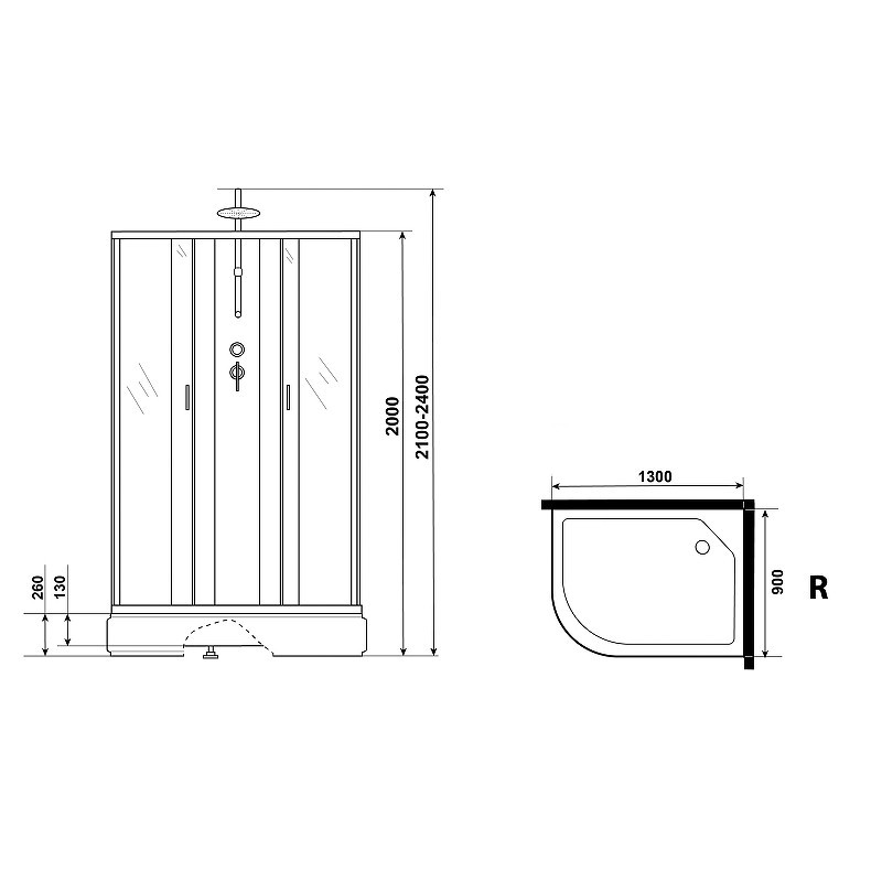 Душевая кабина Niagara Classic 130х90 R NG-33394-14RBKTG