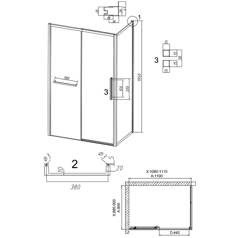 Душевой уголок Grossman Style 110х90 120.K33.05.1190.21.00