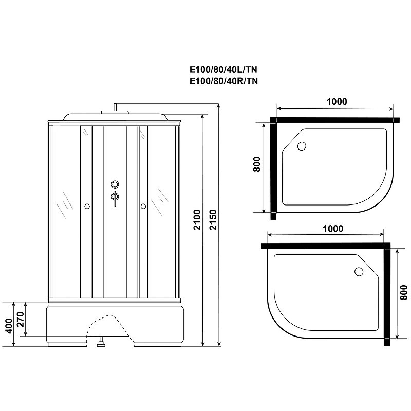 Душевая кабина Niagara Eco 100x80 L E100/80/40L/TN
