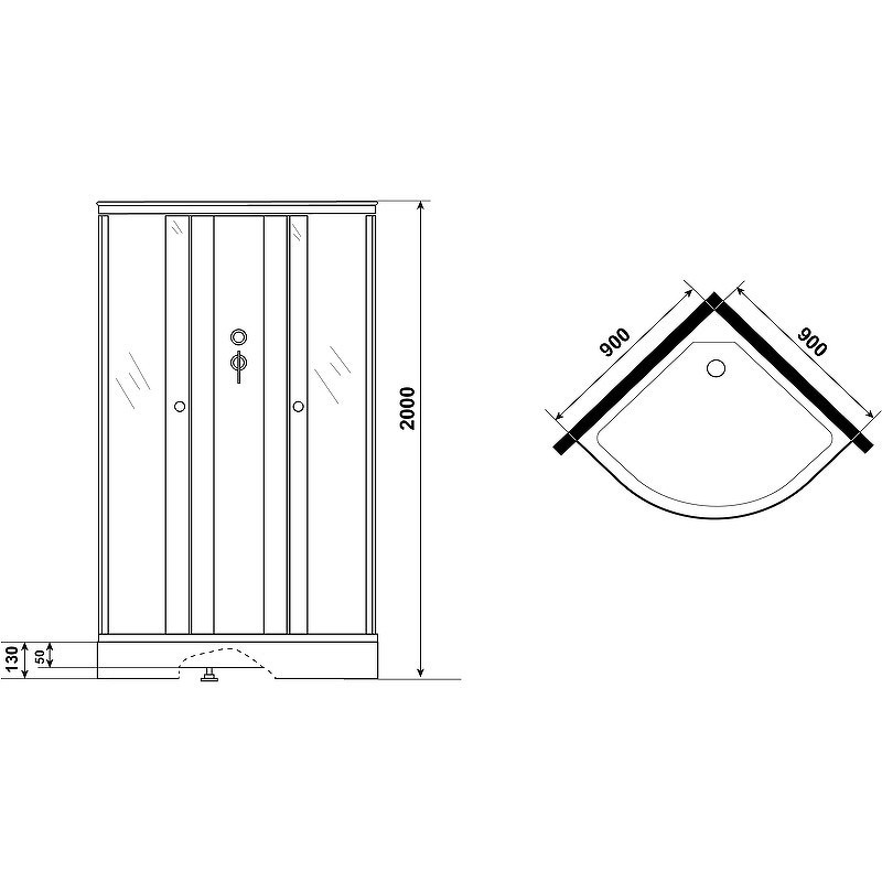 Душевая кабина Niagara Eco 90x90 E90/13/TN/BK