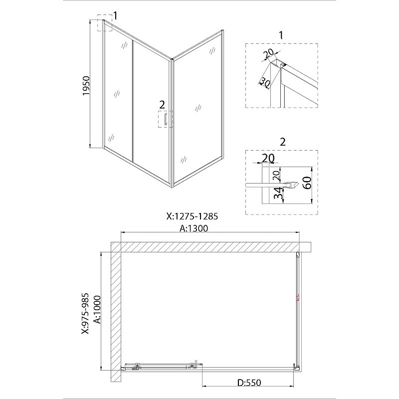 Душевой уголок Niagara Nova 130х100 NG-62-13A-A100