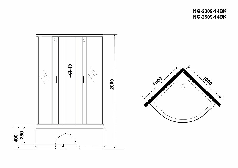 Душевая кабина Niagara Classic 100x100 NG-2309-14BK