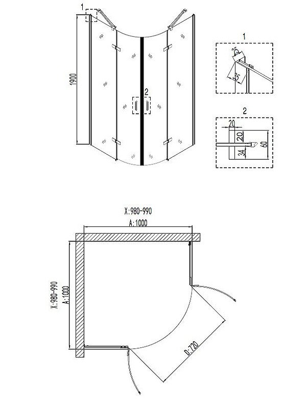 Душевой уголок Niagara Nova 100х100 NG-6616-08