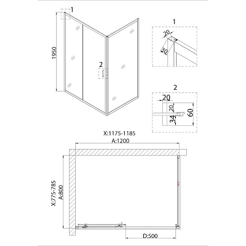 Душевой уголок Niagara Nova 120х80 NG-82-12AB-A80B