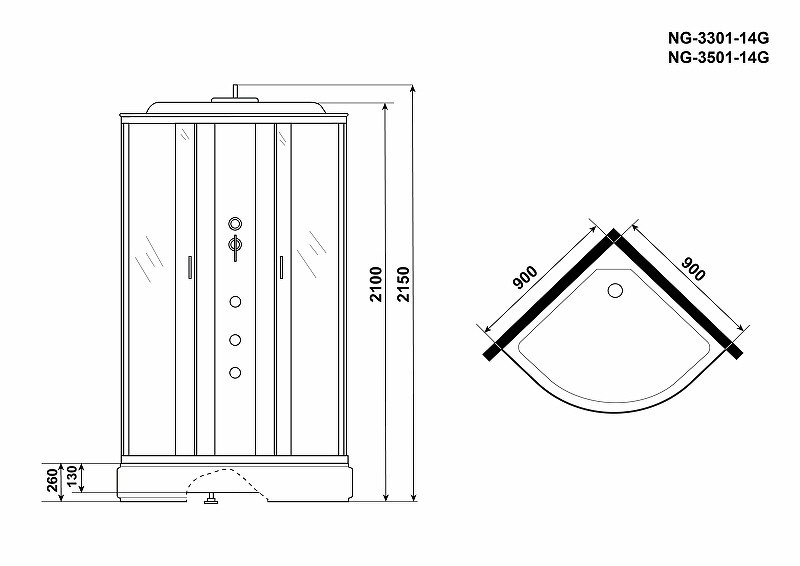 Душевая кабина Niagara Classic 90x90 NG-3501-14G