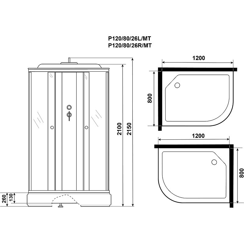 Душевая кабина Niagara Promo 120x80 L P120/80/26L/MT