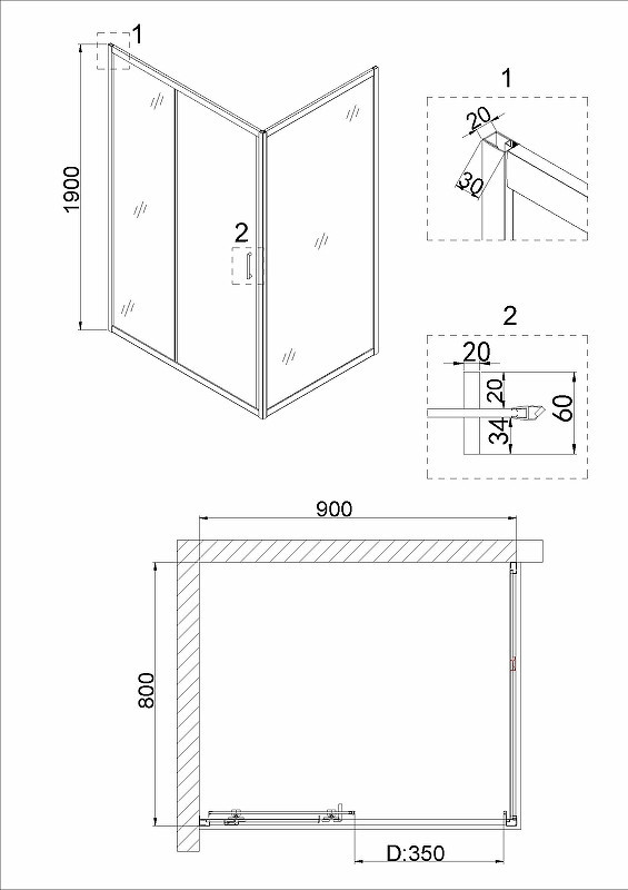 Душевой уголок Niagara Nova 90х80 NG-42-9AG-A80G