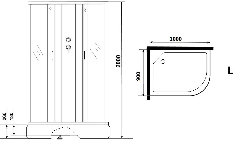 Душевая кабина Niagara Classic 100х90 L NG-33094-14LBK