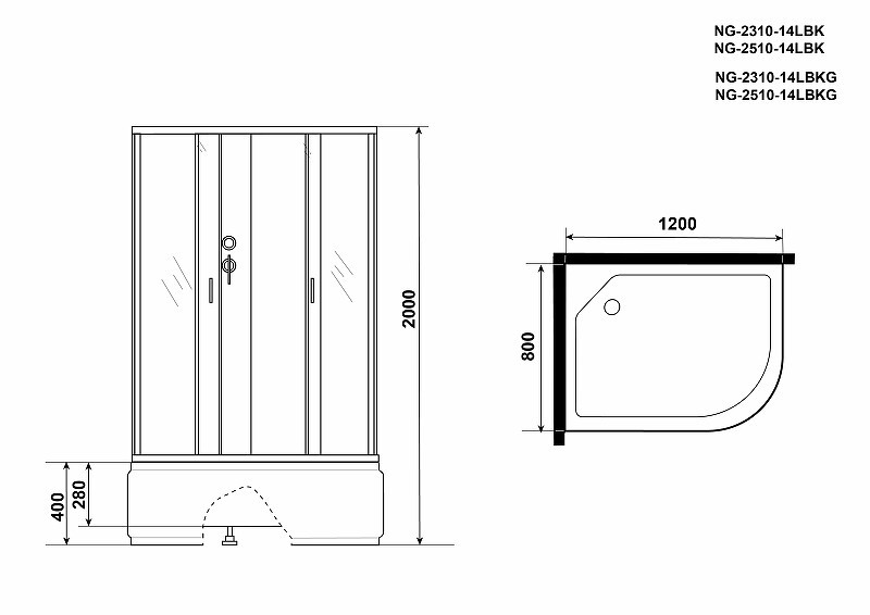 Душевая кабина Niagara Classic 120x80 L NG-2310-14LBKG