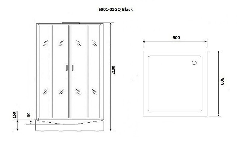 Душевая кабина Niagara Premium 90x90 NG-6901-01GQ Black