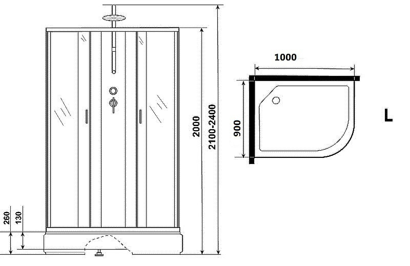 Душевая кабина Niagara Classic 100х90 L NG-33094-14LBKTG