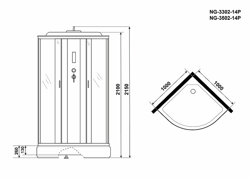 Душевая кабина Niagara Classic 100x100 NG-3302-14P