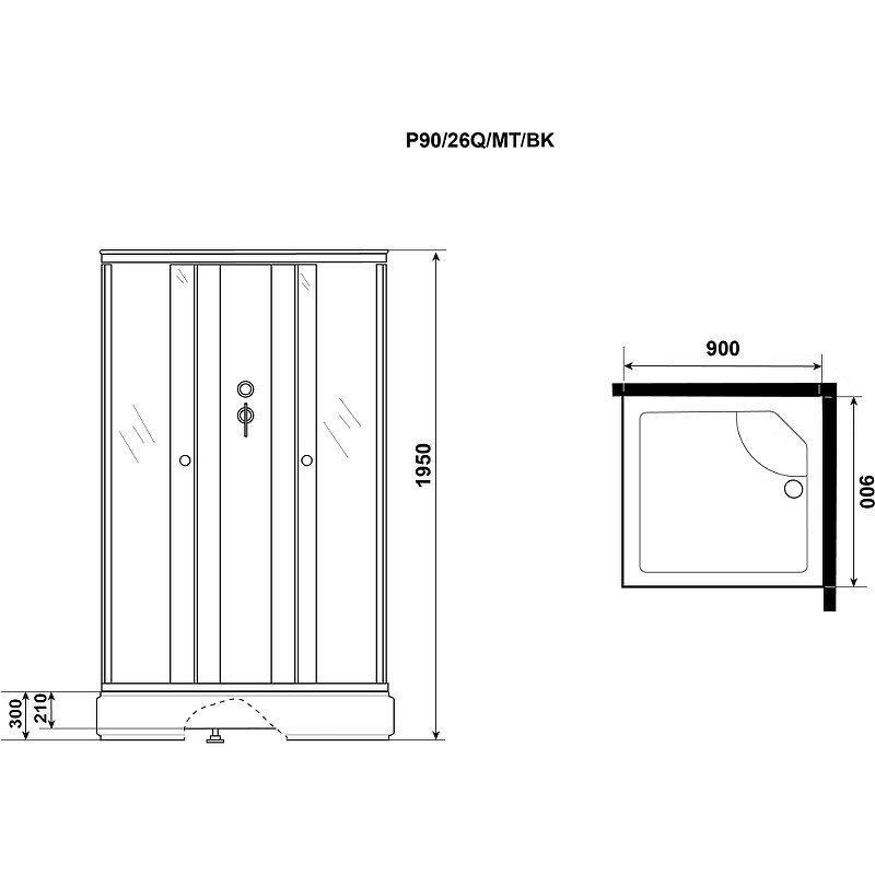 Душевая кабина Niagara Promo 90x90 P90/26Q/MT/BK