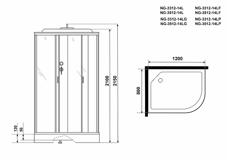 Душевая кабина Niagara Classic 120x80 L NG-3312-14LF
