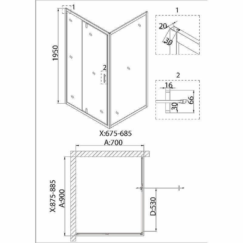 Душевая дверь Niagara Nova 90 NG-63-9A