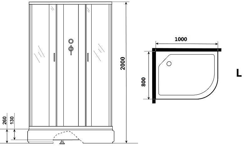 Душевая кабина Niagara Classic 100х80 L NG-33084-14LBKG