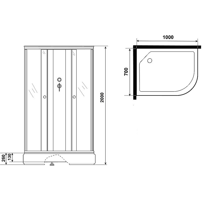 Душевая кабина Niagara Promo 100x70 L P100/70/26L/MT/BK