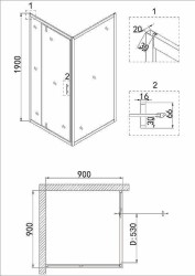 Душевой уголок Niagara Nova 90х90 NG-0290-08 BLACK