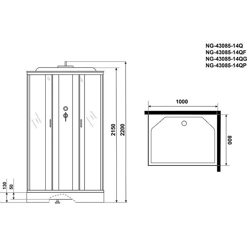 Душевая кабина Niagara Classic 100х80 NG-43085-14Q