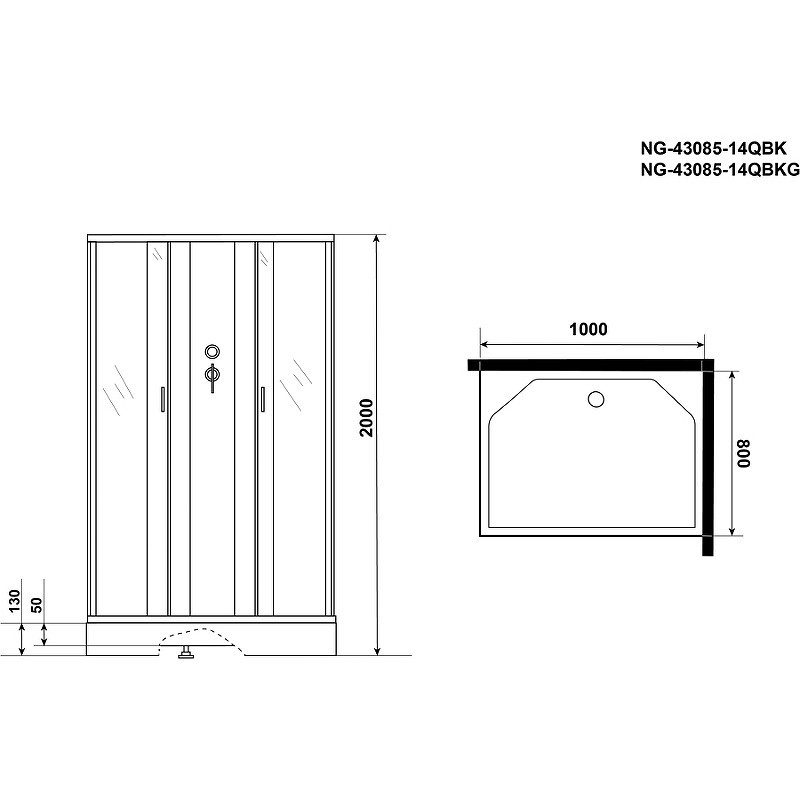 Душевая кабина Niagara Classic 100х80 NG-43085-14QBK