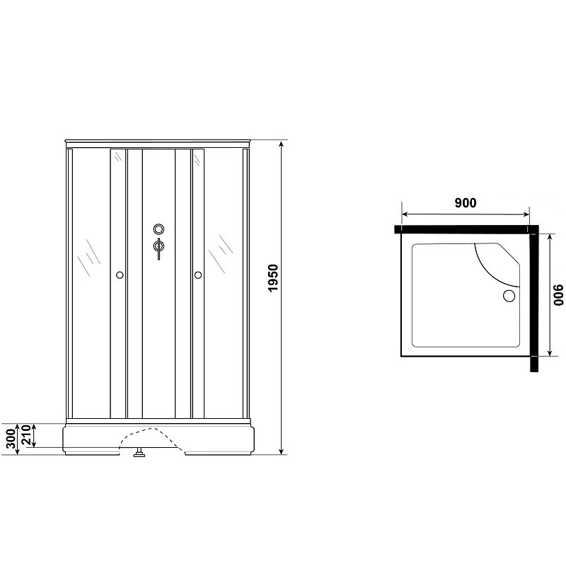 Душевая кабина Niagara Eco 90x90 E90/26Q/TN/BK
