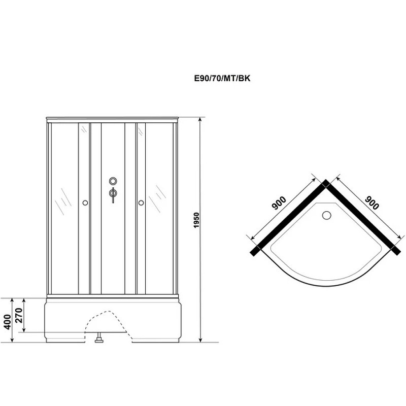 Душевая кабина Niagara Eco 90x90 E90/40/MT/BK