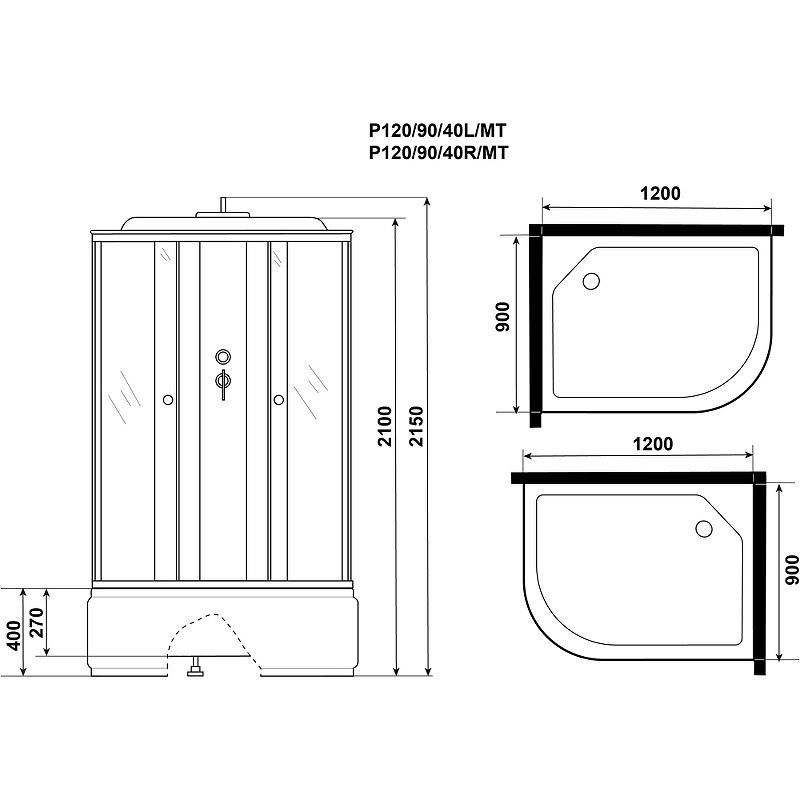 Душевая кабина Niagara Promo 120x90 L P120/90/40L/MT