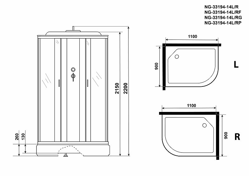 Душевая кабина Niagara Classic 110х90 NG-33194-14L