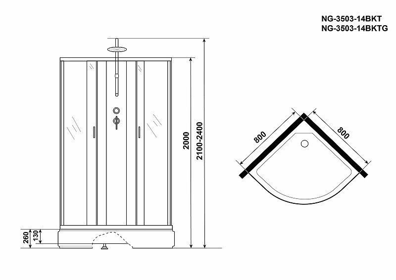 Душевая кабина Niagara Classic 80x80  NG-3503-14BKT
